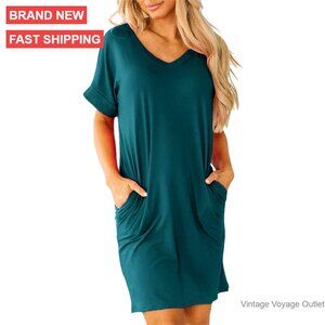 Maternity Swing Dress with Pockets, V-Neck, Knee Length, Size XXL